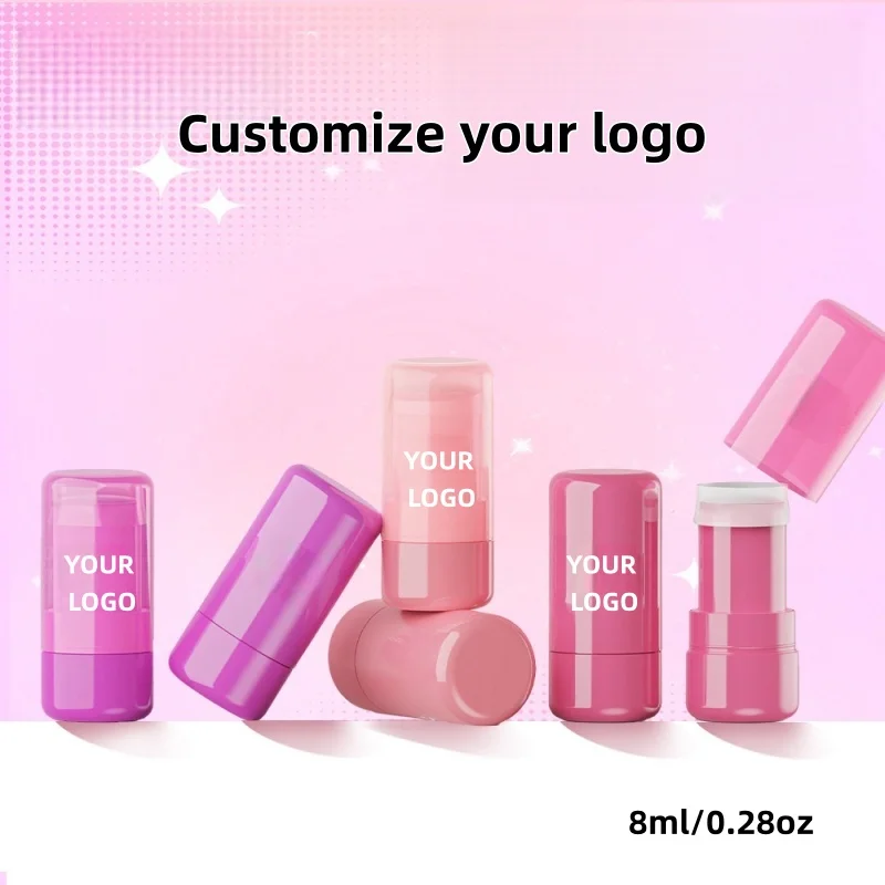 【Logo Custom】50Pcs Customized Factory Makeup Packaging Round Lipstick Tube Empty Case Solid Perfume Contour Lip  Container