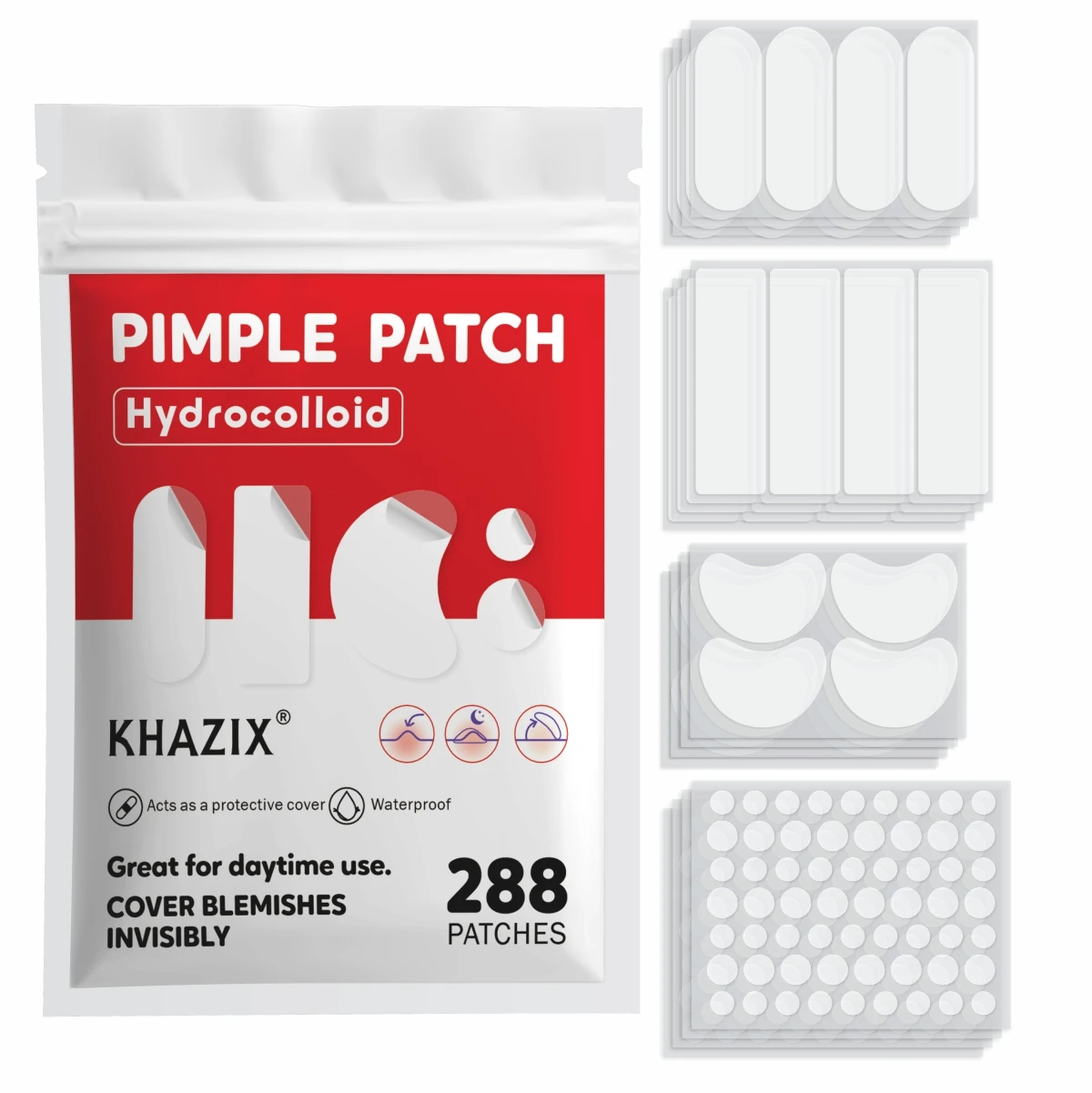 Hydrocolloid Acne Pimple Patch, Hydrocolloid Spot Stickers, Covering Zits and Defect（288pcs））