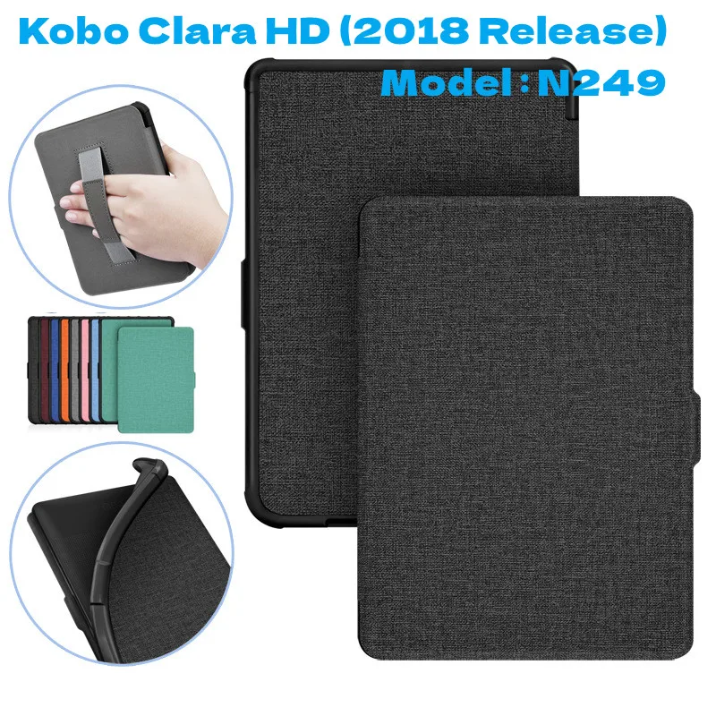 Magnetic Case for Kobo Clara HD 2018 Release 6 Inch N249 PU Leather E-reader Smart Cover Auto Sleep Wake Up Slim Lightweight