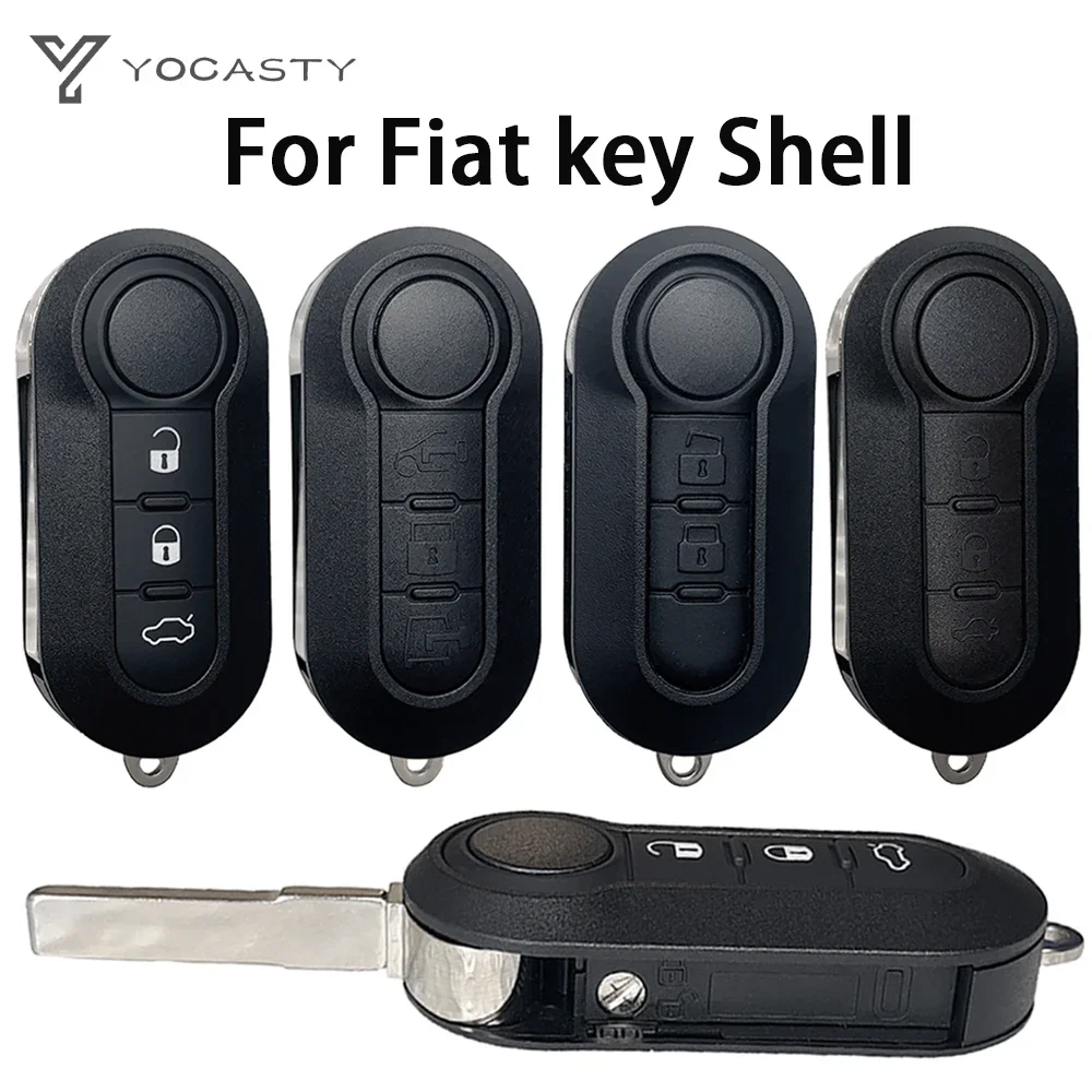 YOCASTY Flip Folding Car Key Shell Case Cover 2/3 Button For Fiat 500 Doblo Bravo Ducato Qubo Grande Punto SIP22 Blade