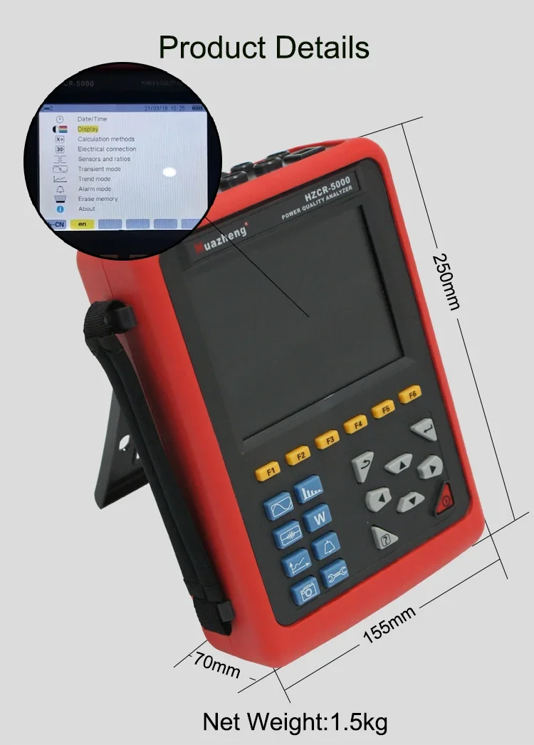 CR5000 3 Phase Power Analyser Price Digital Power Quality Analyzer with 3000A Clamp