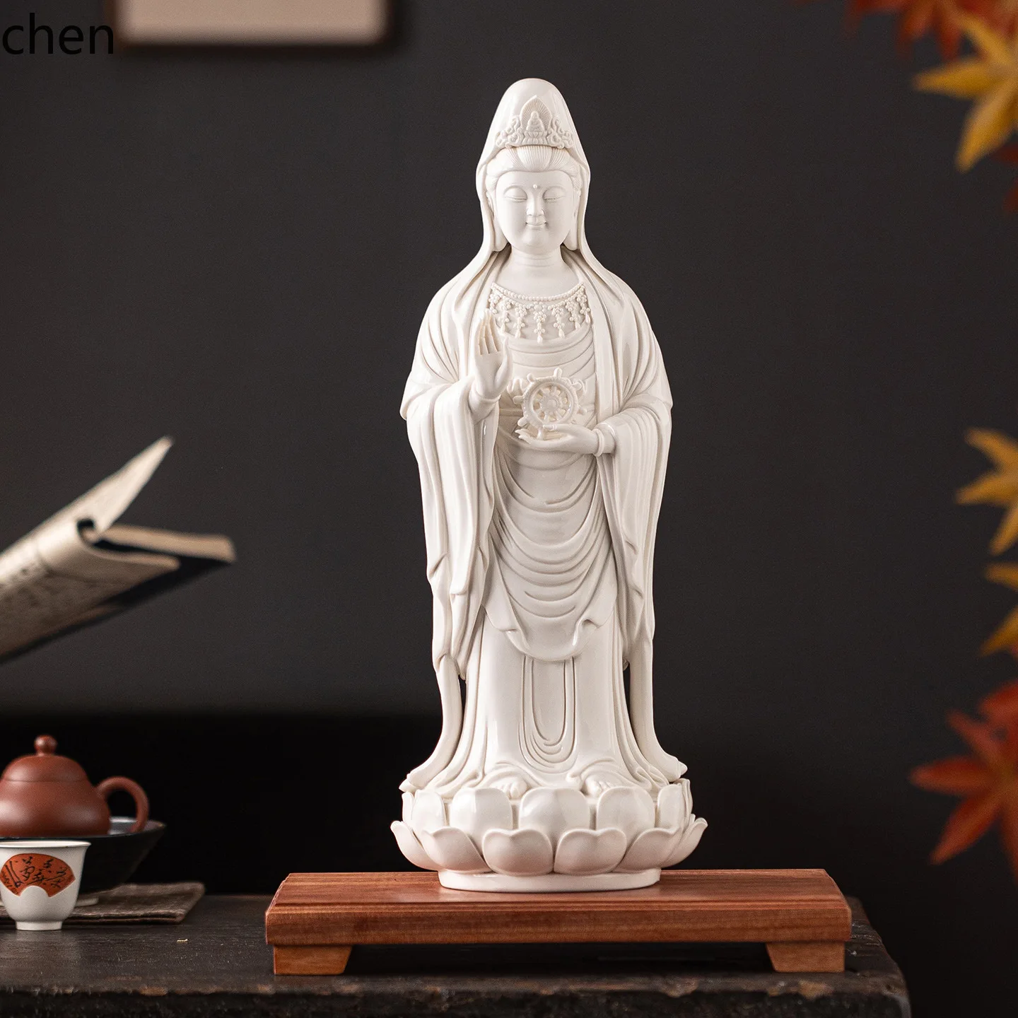 Cz ceramic nanhai guanyin bodhisattva buddha statue standing statue great compassion  white porcelain for home worship