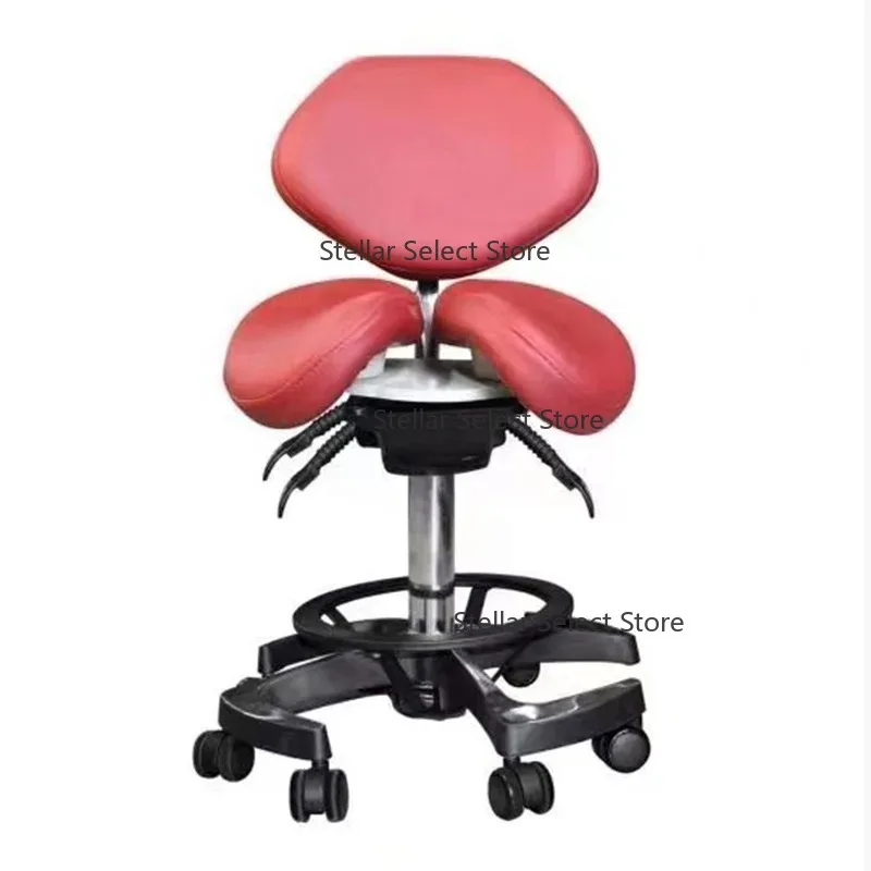 Doctor's stool factory leather double saddle stool saddle type  chair stool with backrest