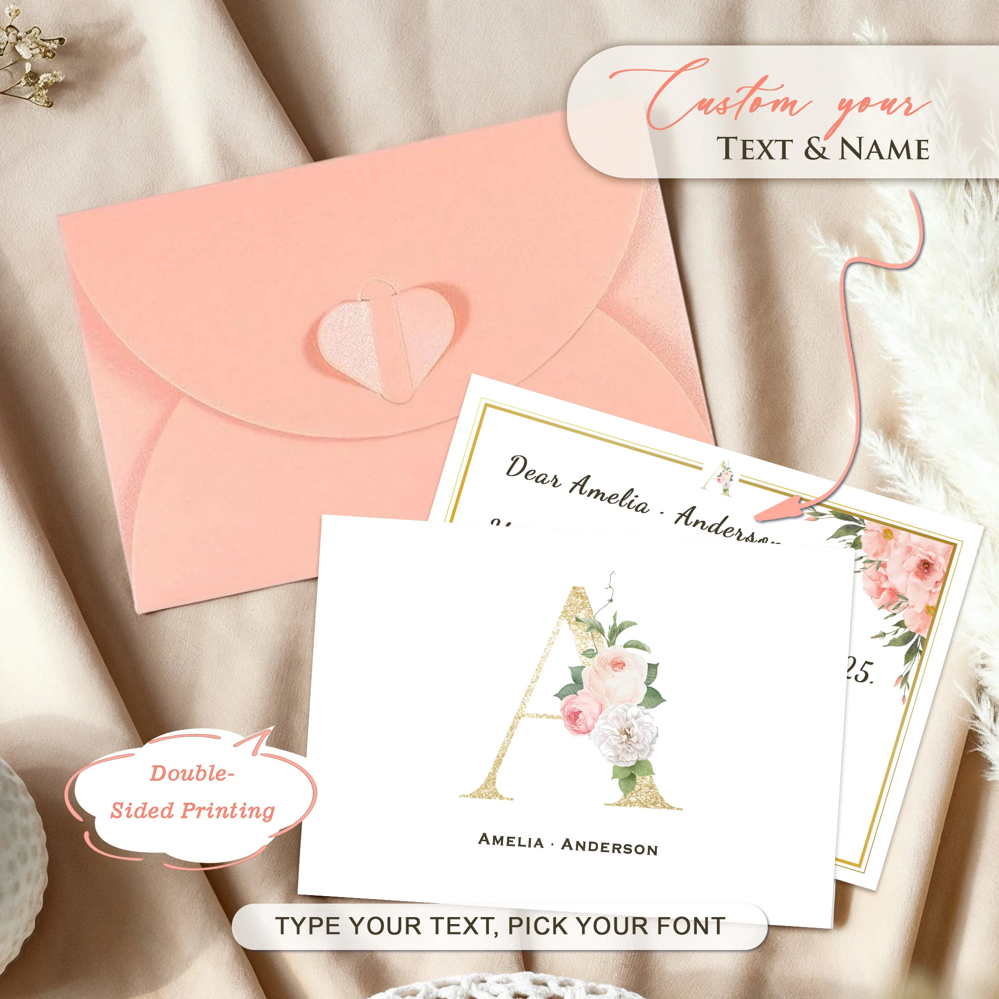 مغلفات مخصصة رسالة شخصية الأزواج شكرا لك بطاقات مع صورة/زفاف شكرا لك بطاقات ملاحظة/مذكرة قرطاسية مسطحة مخصصة