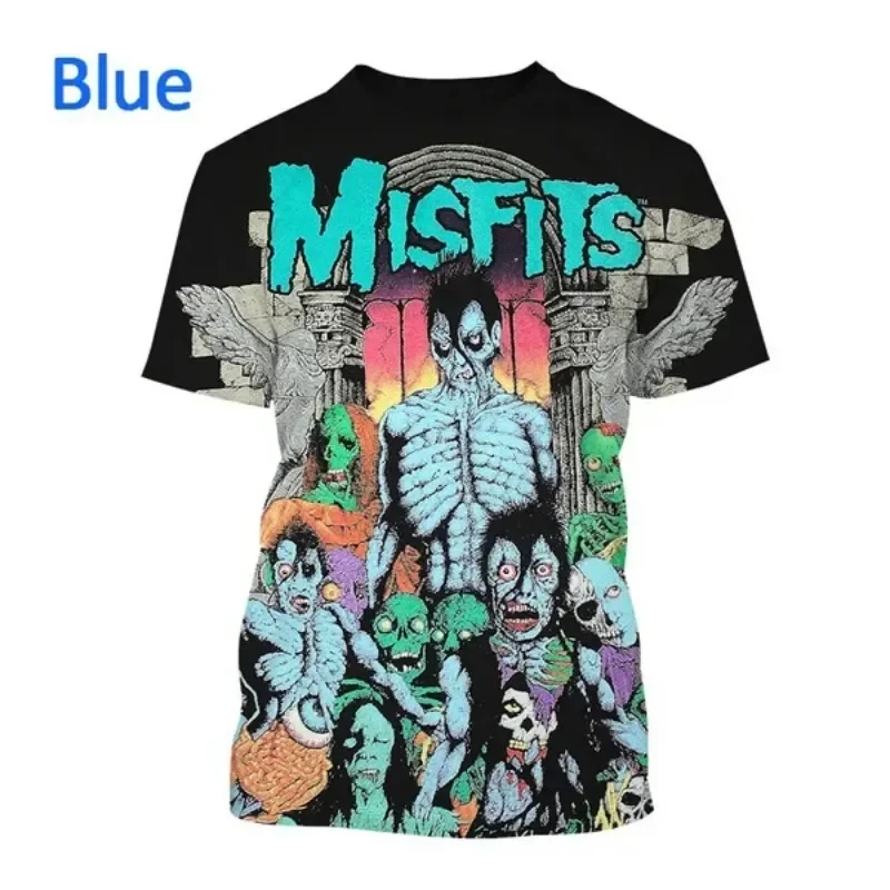 The Misfits Men's 3D Printed Casual T-shirt Neutral Hip Hop Street Harajuku Fun Punk Cool Trendy Large Loose Fashion T-shirt