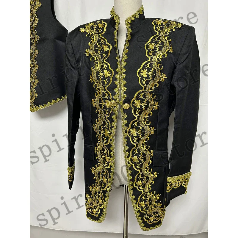 Traje Steampunk vitoriano para homens, príncipe real, jaqueta barroca vintage, colete, casaco, calças, terno blazer do noivo do casamento, adulto, 4XL, 3 peças