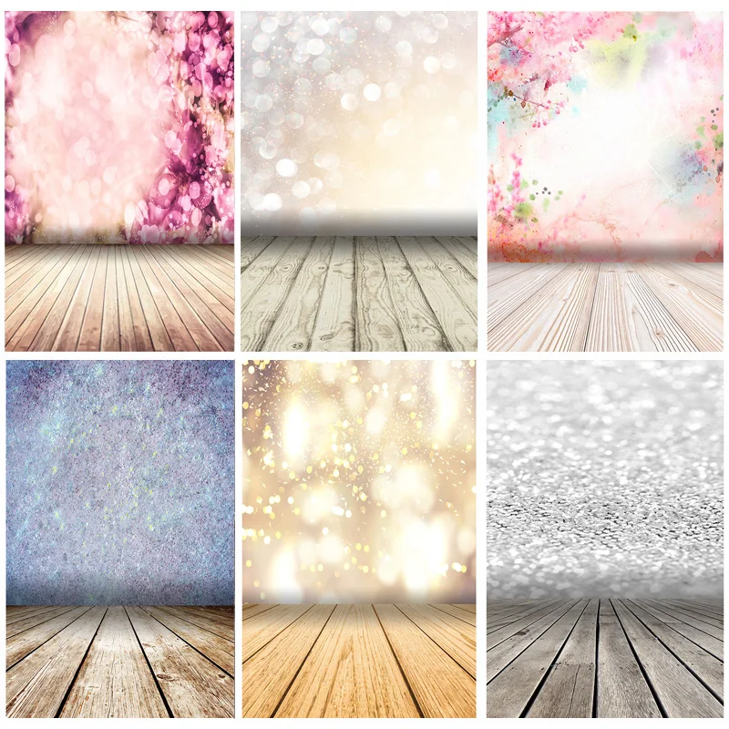 

SHENGYONGBAO Light Spot Bokeh Glitter Wooden Floor Portrait Photography Backdrops Props Photo Studio Backgrounds 21222 LX-03