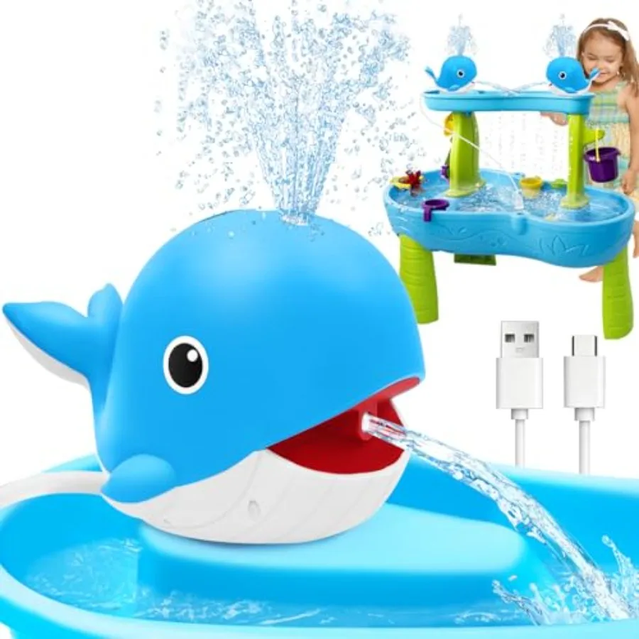 

Water Table Pump Whale Rechargeable Water Pump for Water Table with Sprinkler 3.5 Hours Non-Stop Fun Summer Outdoor Water Toys