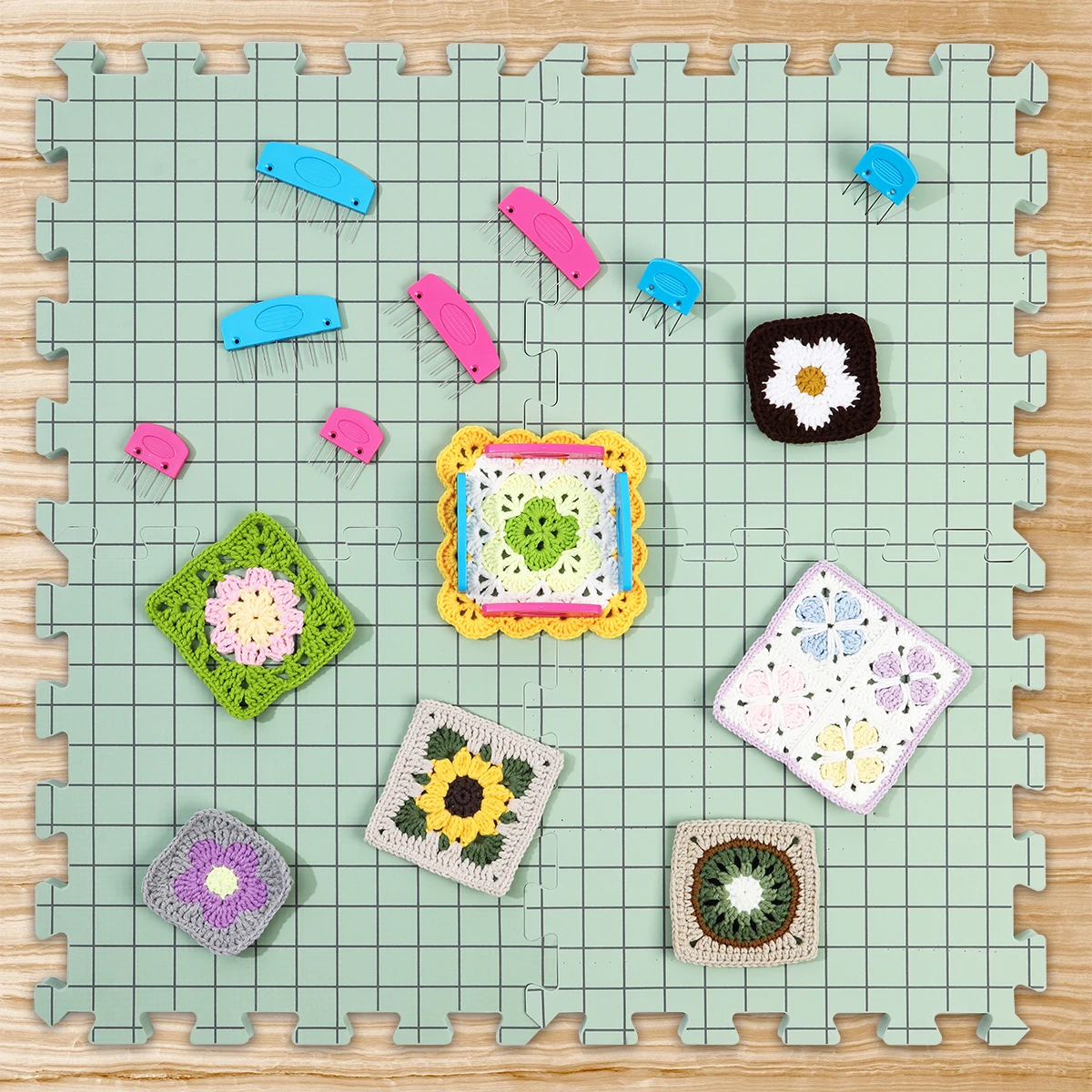 4Pcs Foam Blocking Board Ultra Thick Foam Knitting Block Mat Portable Grid Knitting Board Reusable Foam Crafts Blocking Mats