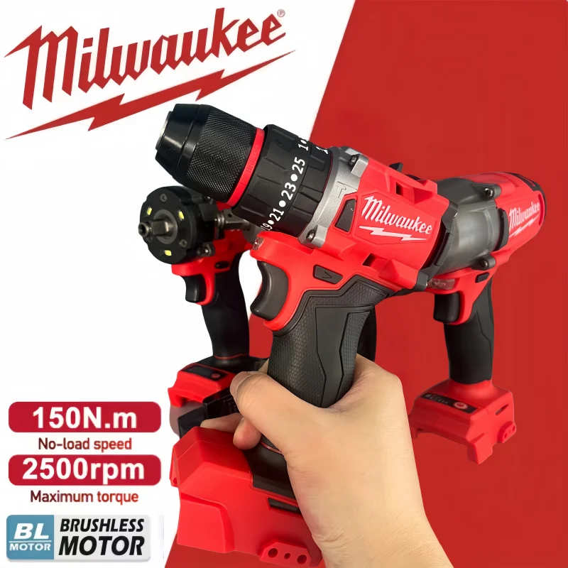 

NEW Milwaukee Small Electric Drill 150N.m brushless Cordless Impact Drill of Decoration Team Uses For 18V Battery pin Power Tool