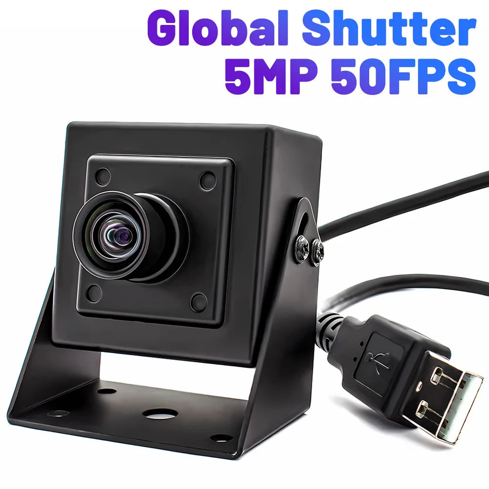 

2592*1944@50FPS Global Shutter USB Camera No Distortion Lens 5MP Motion Camera Industrial Metal Box Plug Play OTG Live Teaching