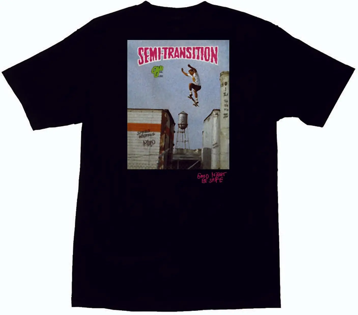 OJ III Skateboard Wheels Shirt Natas Goodnight Be Safe Black Size M