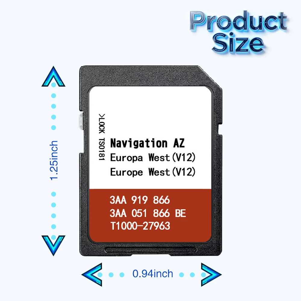 Aggiornamento Mappa Europa Occidentale per Volkswagen Touran Tiguan Sharan Polo Jetta Passat Golf AZ V12 Scheda SD GPS 3AA051866BE Navigatore Satellitare RNS315
