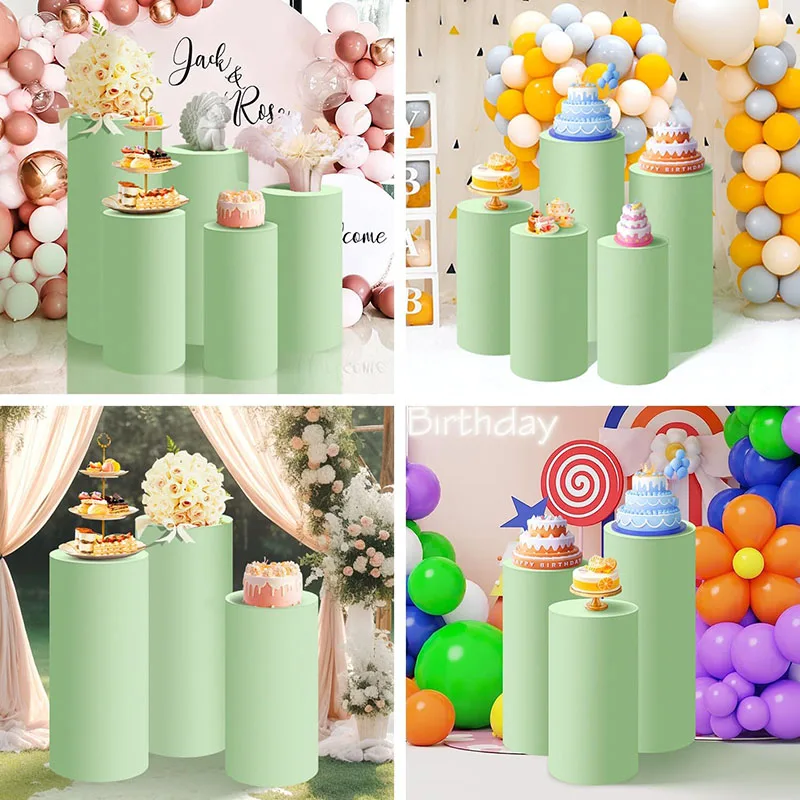 1-5 Stück Zylinder-Ständerbezüge aus Spandex für Party-, Hochzeits- oder Babyparty-Dekoration (Nur Stoffbezüge) – Detail 8