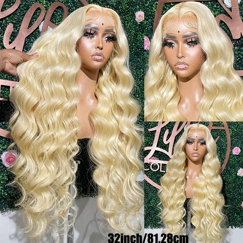 Perruque Lace Front Wig Body Wave brésilienne naturelle, cheveux humains, blond 613 HD, 13x6, 30 pouces, pour femmes africaines