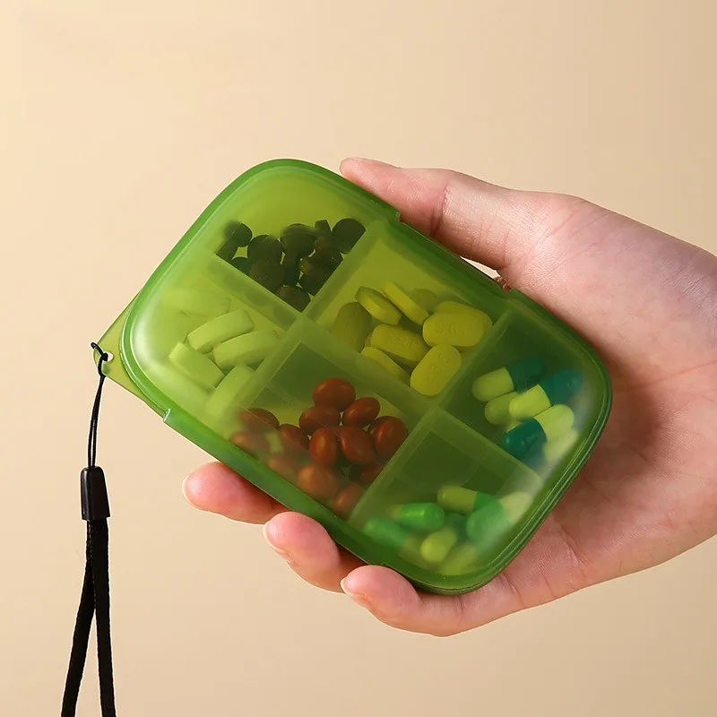 6 Grids Plastic Pill Box Portable Small Weekly Medicine Holder Storage Organizer Container Case With String For Travel Home