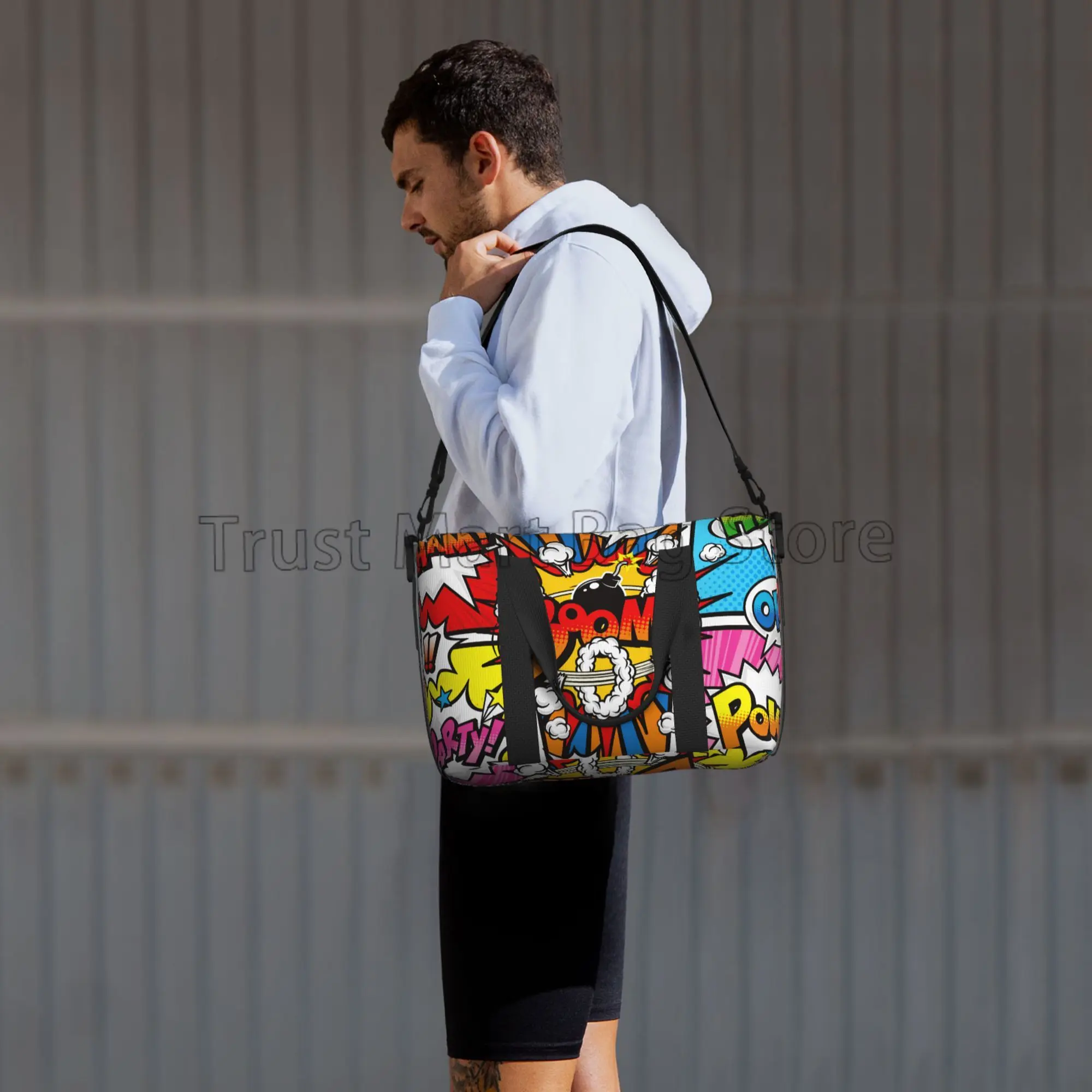 American Comic Book Collection, Pop Art Print, Bolsa de Viagem de Mão, Multipurpose Weekender Bags, Bolsa de Bagagem Impermeável para Ginásio de Esportes