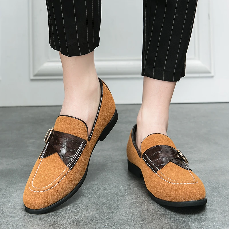 Classics Designer Monk Strap Suede Casual Leather Shoes For Men Loafter Formal Wedding Dress Homecoming Zapato