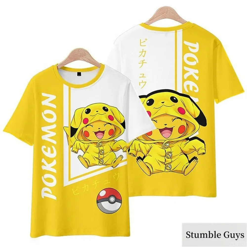 بوكيمون الصيف الكرتون موضة ثلاثية الأبعاد تي شيرت مطبوع الاطفال الفتيان الفتيات بيكاتشو تي شيرت الاطفال Harajuku ملابس لطيف الرجال ملابس حريمي