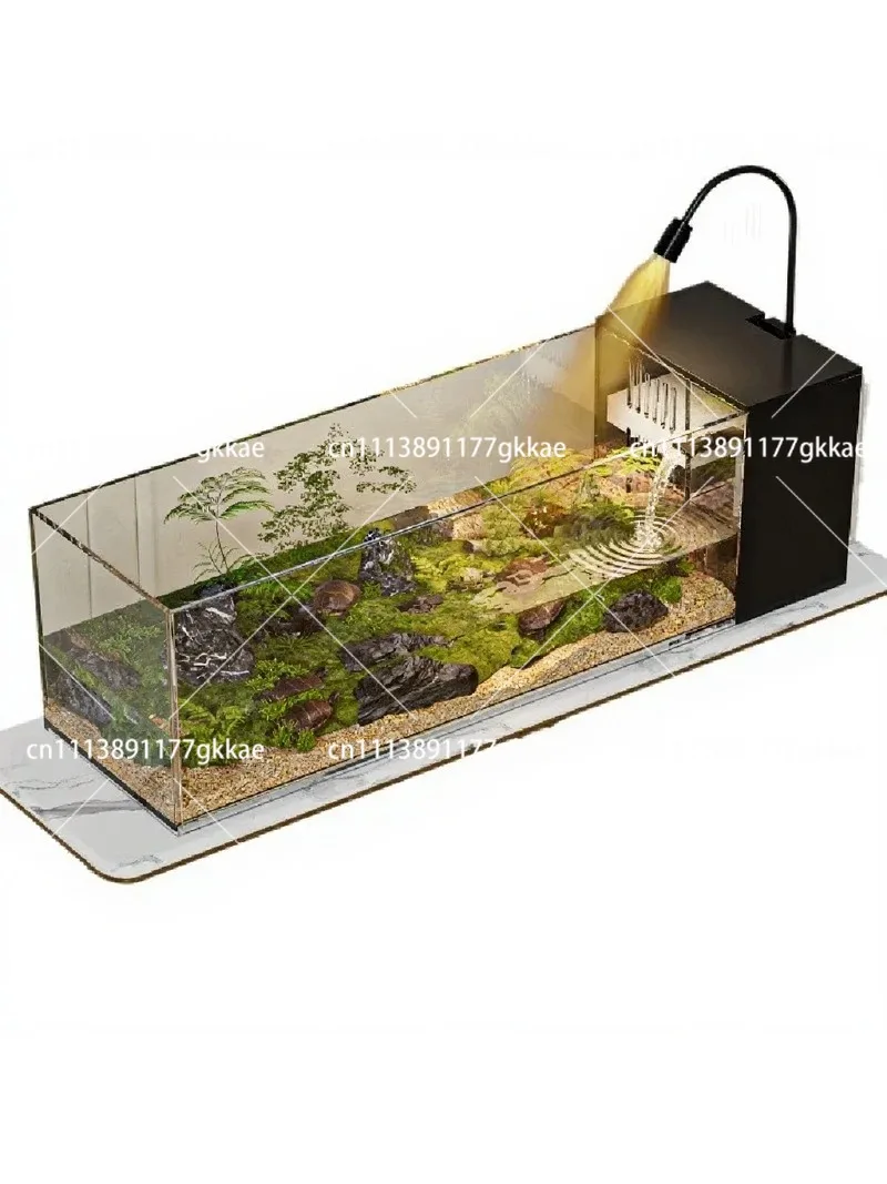 Turtle Aquarium Tank, Fish & Turtle Hybrid Habitat with Stream Landscape Ecosystem for Home Office