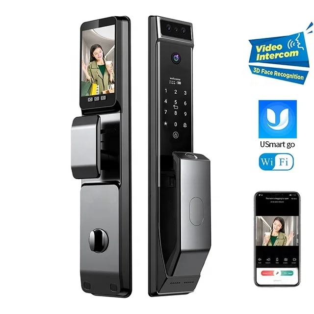 

3D Face Recognition Wifi Camera Home Smart Door Lock Deadbolt Active Intercom Fingerprint Keyless Cerradura Digital Door Locks