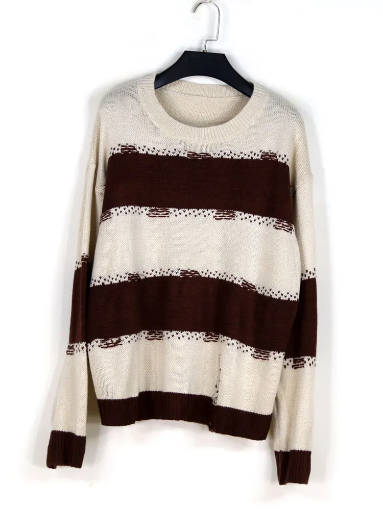 

Женский дизайн Sensation, повседневный вязаный свитер, свободный ленивый Sle, дизайн с отверстиями, уличный Sle, осень-зима, полиакриловый трикотаж