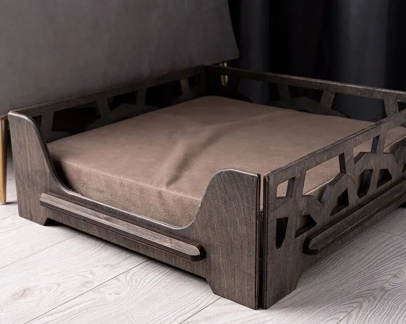 Raised Dog Bed Modern Wooden Pet Bed Pet Furniture Elevated Luxury Pet Bed