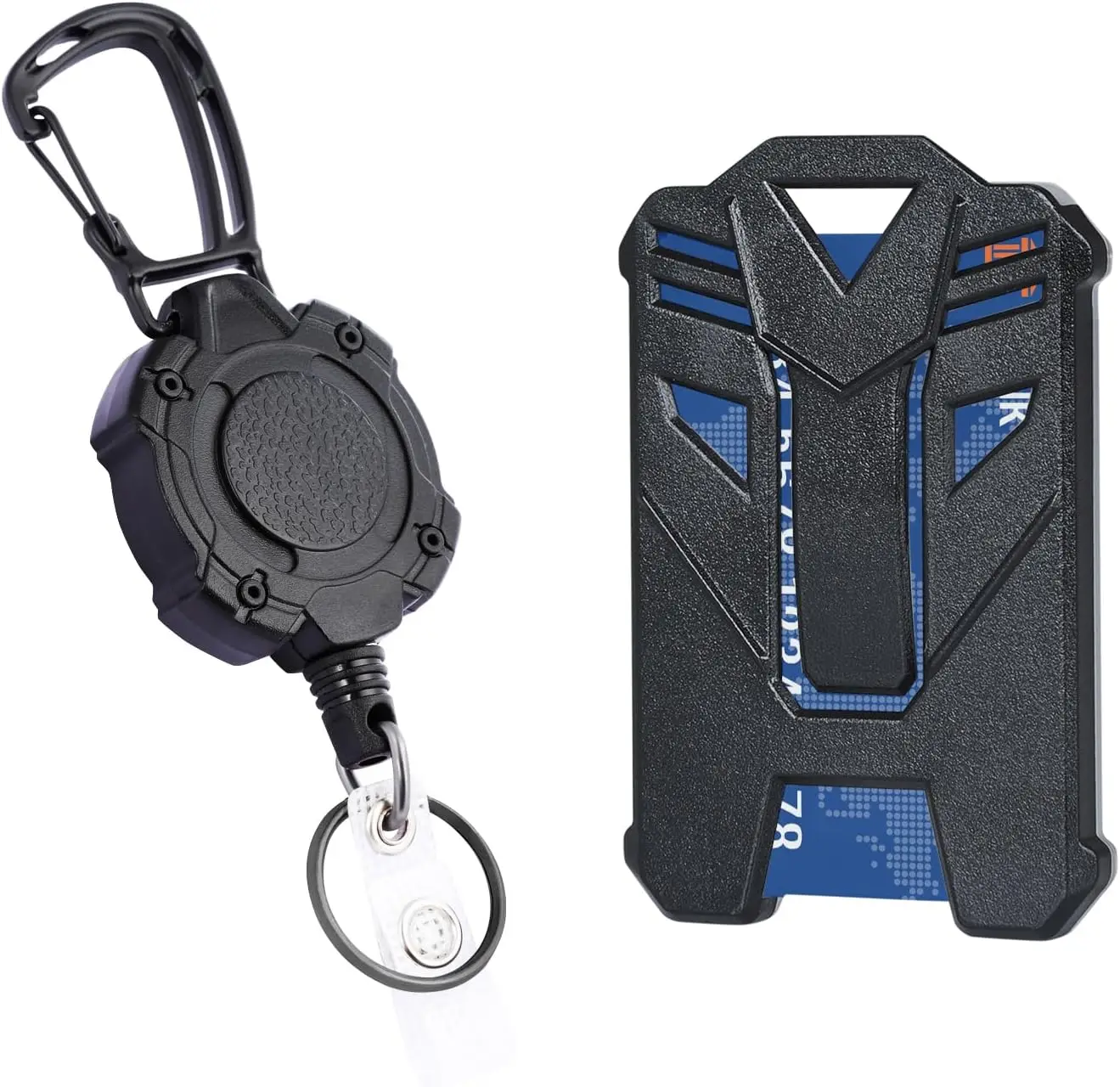 

Прочный выдвижной держатель для ID-карты с прозрачным окошком, тактический карабин-брелок, шнур 31,5 дюйма для надежного размещения карты