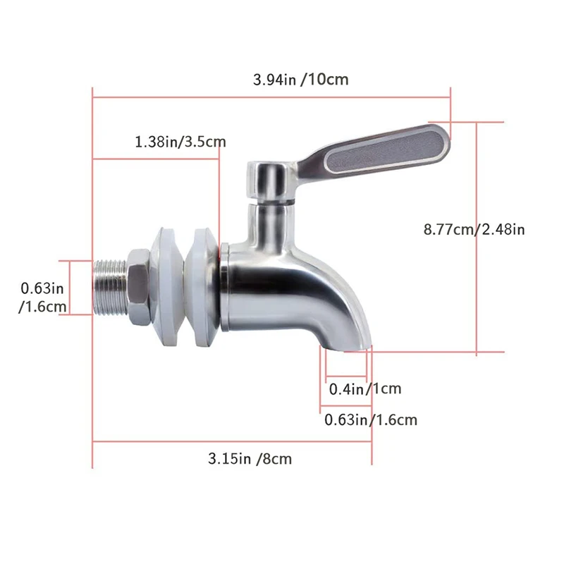 304 Stainless Steel Wine Barrel Replacement Faucet, Beverage Juice Water Barrel Faucet, Glass Wine Jar Faucet, Coffee Spigot