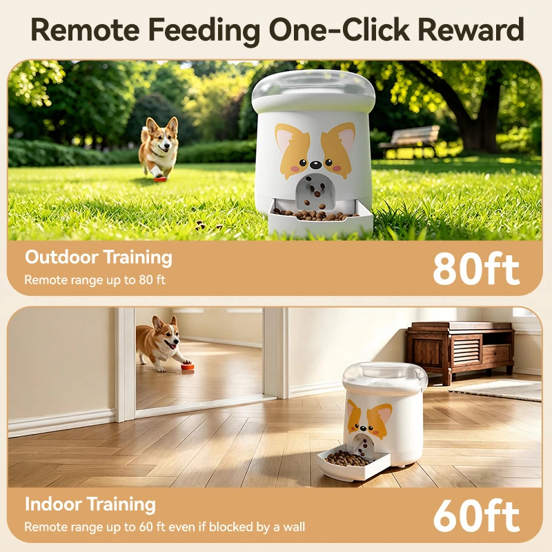 Dispensador automático de comida para perros con control remoto