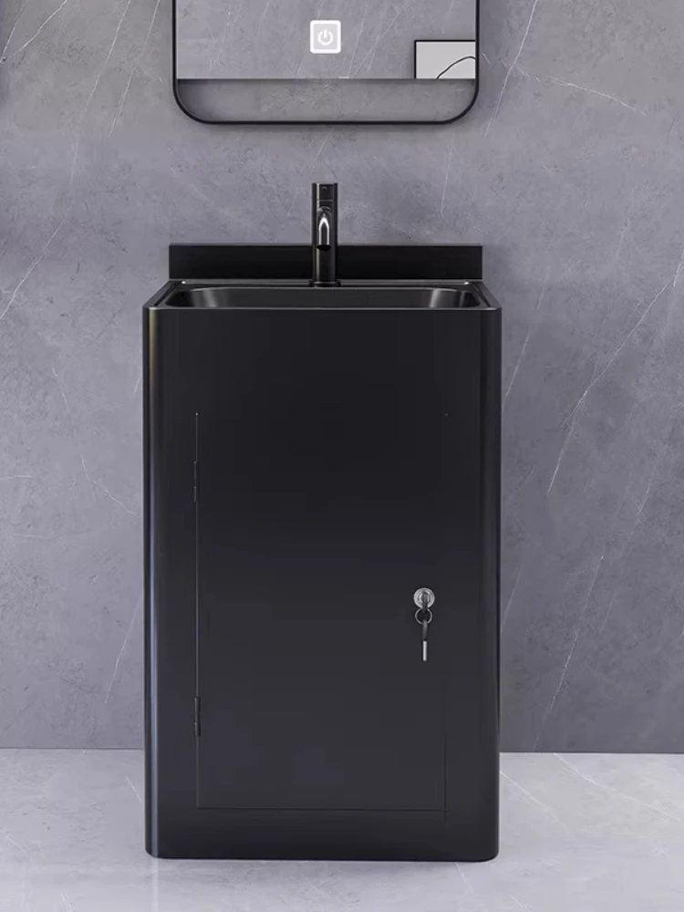 

Black 304 stainless steel column floor-to-ceiling integrated wash basin basin