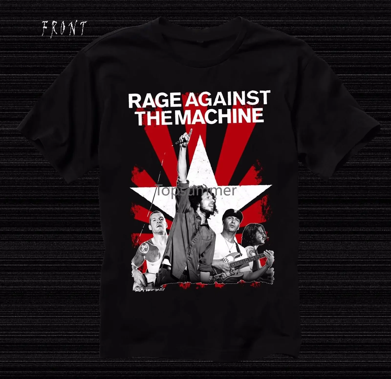 Rage Against The Machine -American Rock Band- T-Shirt Sizes S To Cool Slim Fit Letter Printed Top Tee