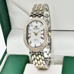 Men Watches Business Luxury Diamond Encrusted Oval Roman Couple Watches Women Fashion Quartz Clock Wristwatches