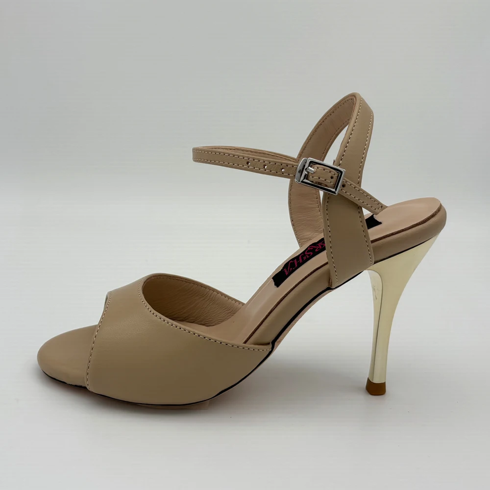 Fashion Argentina Tango Shoes Nude Leather  7.5cm 9cm Available Party Shoes Wedding Shoes Shipping Free Leather Sole T628235NL view 2