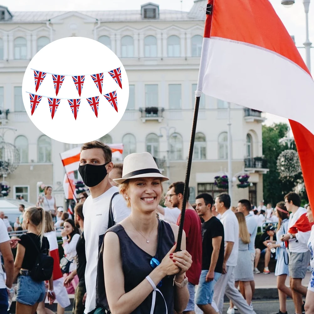 

1pc Uk Pulling Flag Union Jack Bunting Banner Decoration Supplies Lightweight Polyester Hanging Decor For Party Outdoor Event