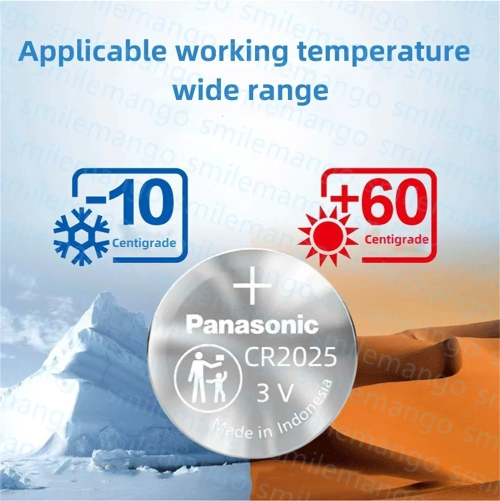 Panasonic-Pile au lithium CR2025 d'origine, CR 2025, 3V, KCR2025, DL2025, télécommande de voiture, montre, pile bouton, 5 pièces