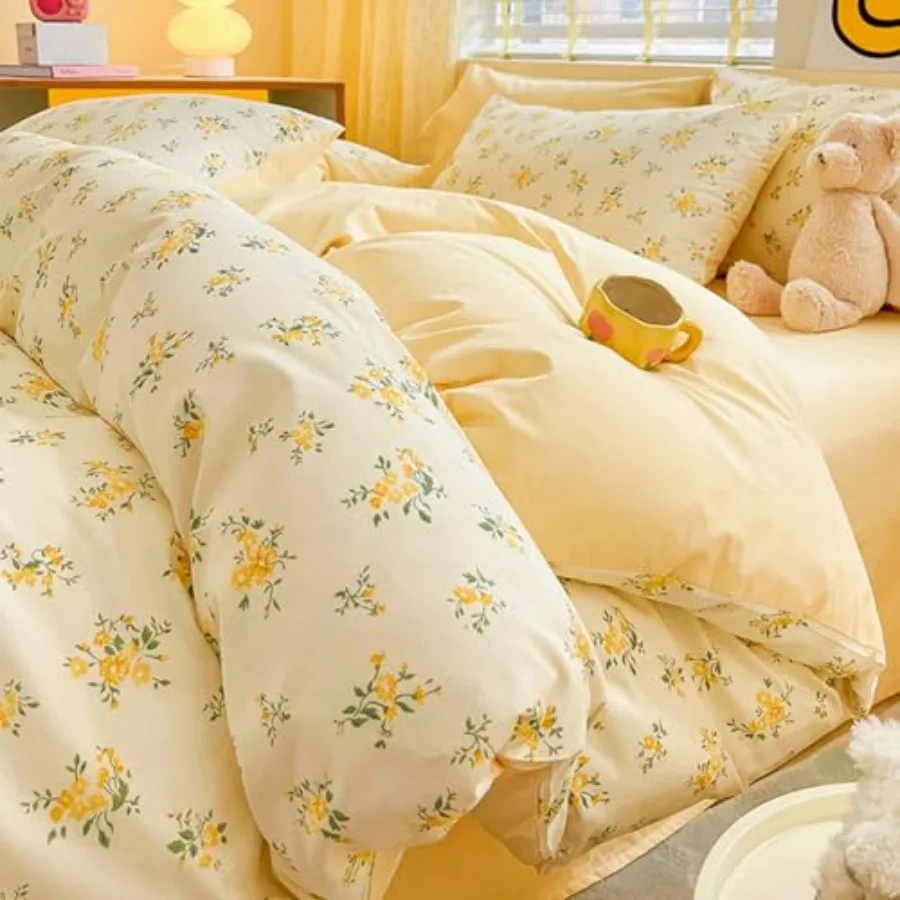 

3Pieces Duvet Cover Size- 100% Cotton Comfort Duvet Cover Seta Duvet Cover 2 Pillowcase Home Bedding with Zipper Closure for Al