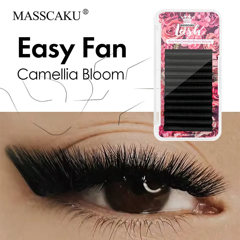 

MASSCAKU Fast Flowering Eyelash Extension 0.07mm Thickness 3D Multi-Layer Camellia Rapid Blooming Eyelashes for Beauty Salon Use