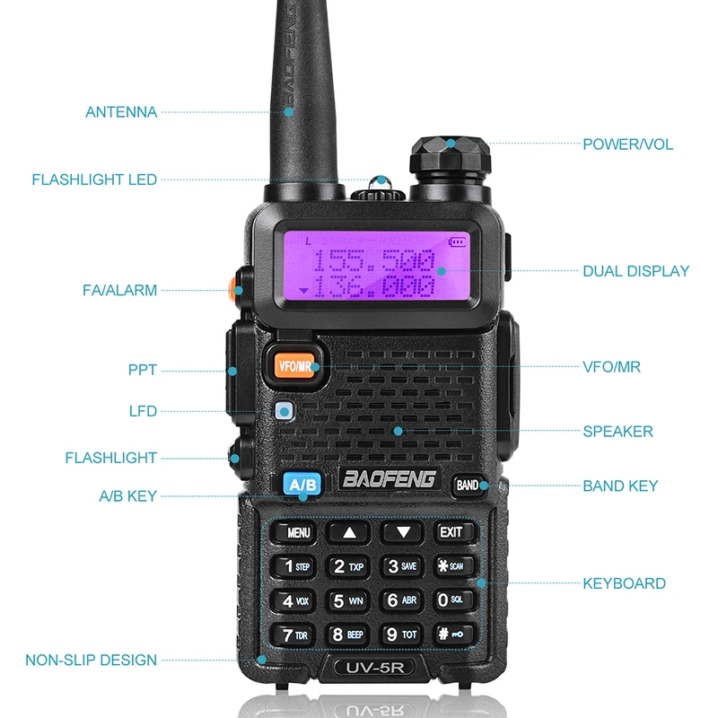 NEW boafeng uv 5r 8w 10km ham radio walkie talkie long range dual uhf vhf maritime transmitter HF handy mini camping comunicador