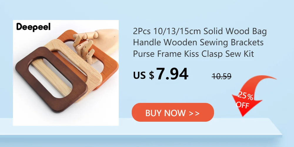 1/2Pc Round D-shaped Wooden Bag Handle Metal Ring Handbag Handles Replacement DIY Purse Luggage Handcrafted Accessories for Bags