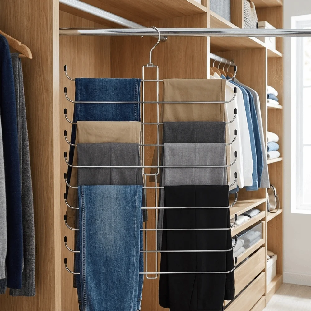 Space Saving Scarf Organizer Multi-Layer Rotatable Hijab Holder Foldable Heavy Duty Closet Storage rack Pant Clothing Storage