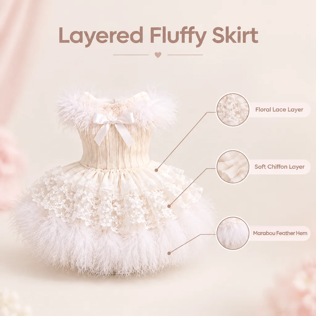 1/12 Scale Doll Clothes Cyborg Dress with Dreamy Feather Lace Ballet Skirt for Irene the Girl in Shell of Nest Body Can Plush view 3