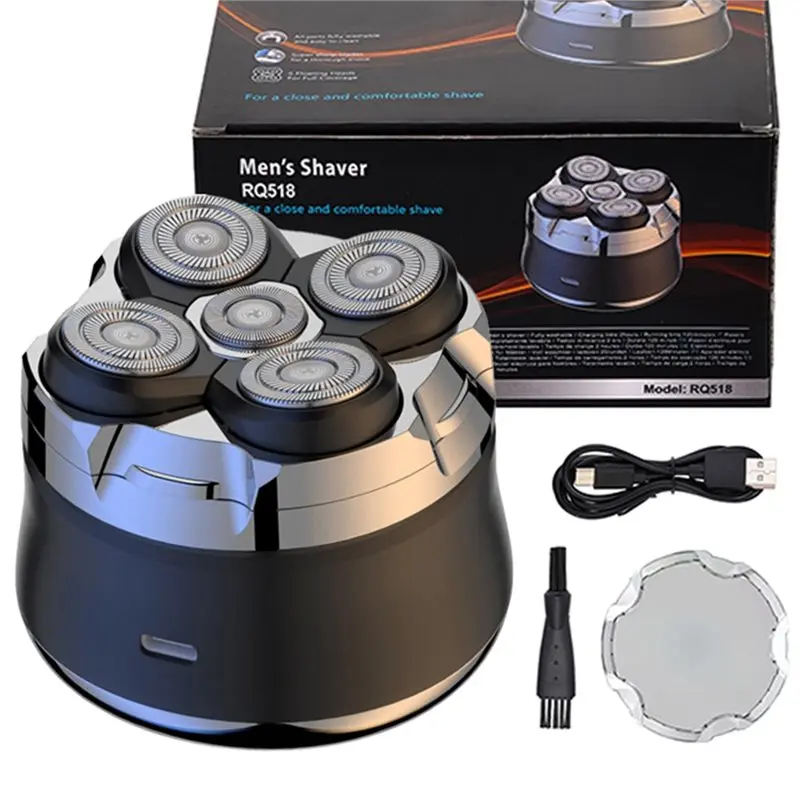 

【PASSIONE】Электробритва с магнитной фиксацией и 2 скоростями, 5D плавающие лезвия, для бритья головы, перезаряжаемая, черная