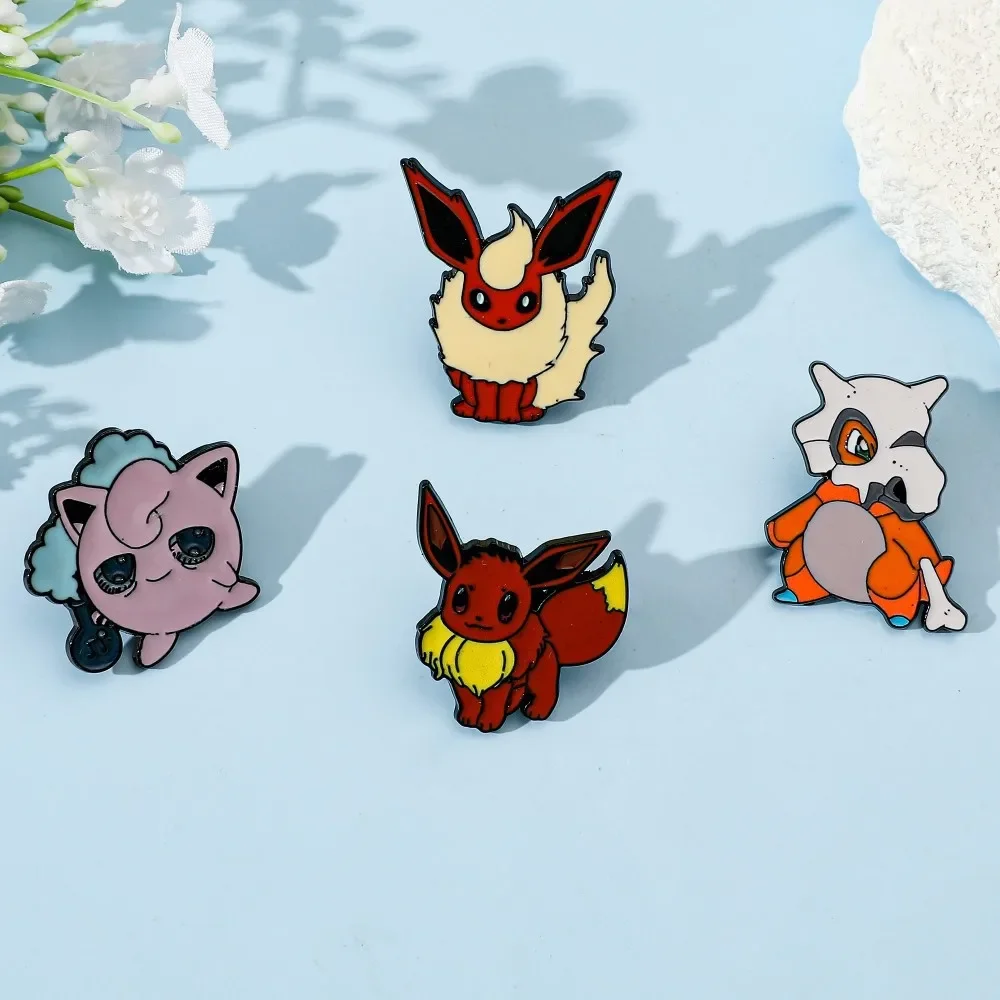 4 Pcs Characters Cartoon Brooch Flareon Jigglypuff Cute Enamel Pin Metal Badge Jewelry Clothing Backpack Accessorie Gifts view 2