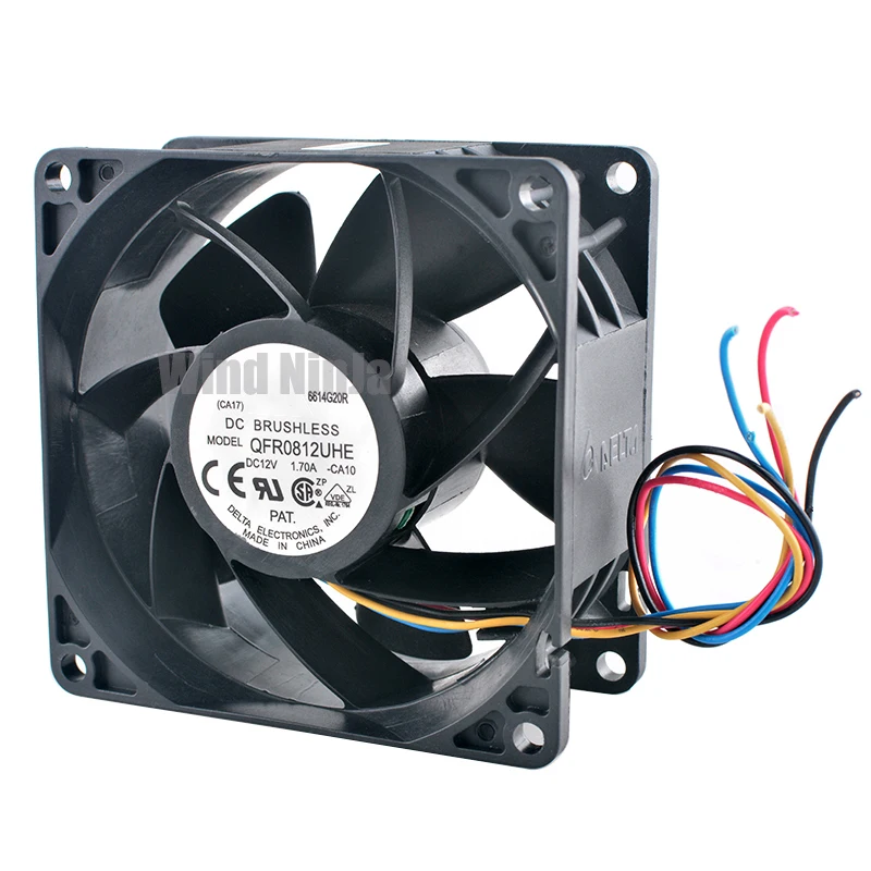 Qfr0812uhe 8Cm 80Mm Ventilator 80X80X38Mm Dc 12V 1.70a 9000Rpm Dubbele Kogellager Hoge Snelheid Koelventilator Voor Server Chassis Voeding