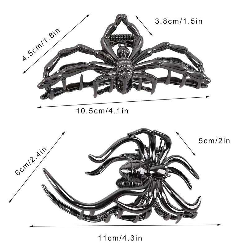 Cakar rambut kelelawar laba-laba Halloween untuk wanita gadis Gothic jepit besar manis keren klip hiu pesta hadiah Aksesori rambut