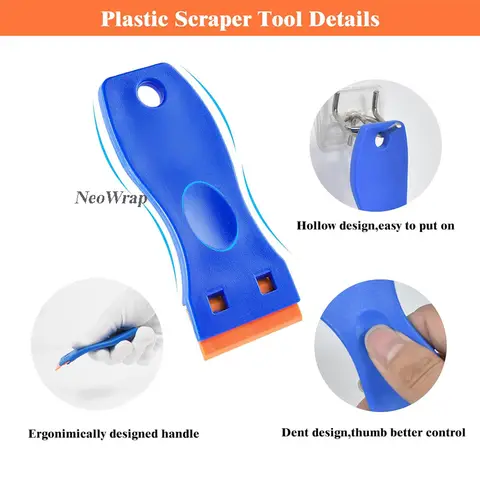 1 set bilklistermärkesborttagare mångsidig plast små blad färg bilfilm appliceringsverktyg hushållsglas rengöringsskrapa 10 best sales skrapblad - №9