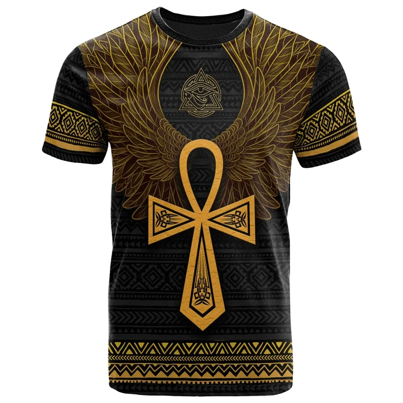 Ancient Egypt Totem Pattern T-shirt Summer African 3D Printed T Shirts For Men Casual Crew Neck Tees Tops Loose Short Sleeves