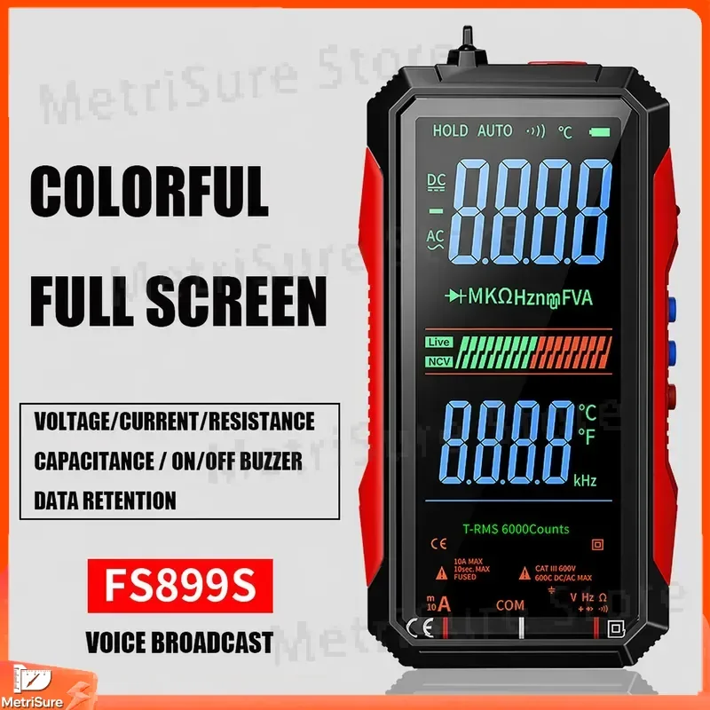 Portable Digital Capacitance Meter Multimeter with Auto Range High Precision LCD Display Voice Function for Electrician