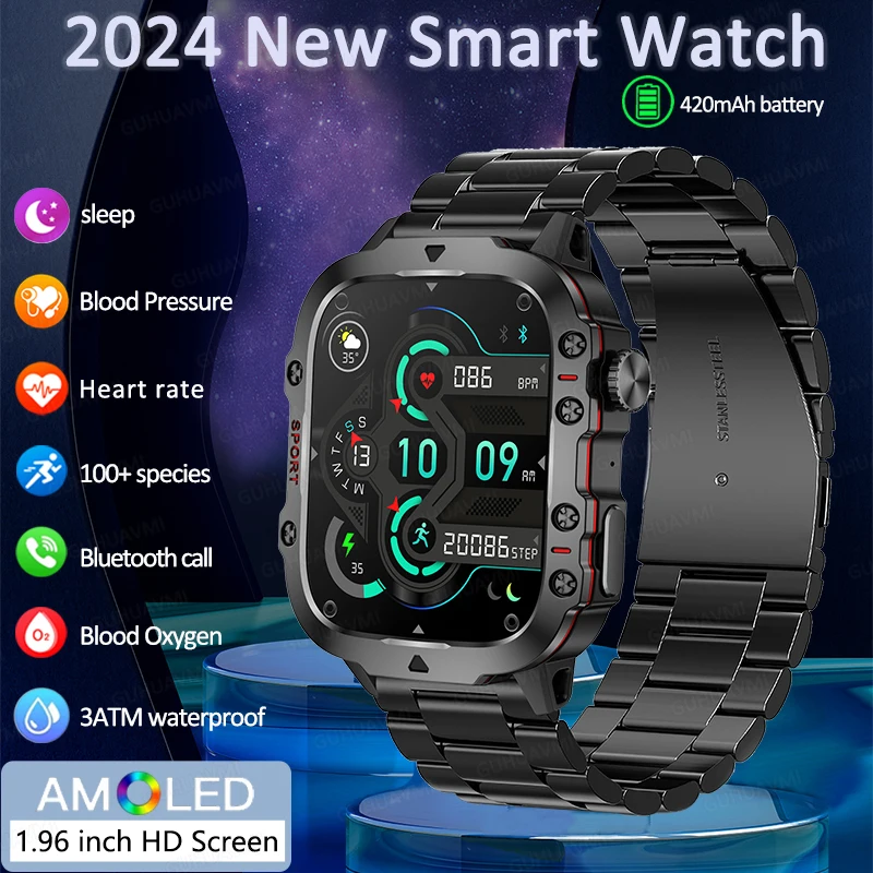 

Rugged Military GPS Smart Watch Men For Huawe ios Ftiness Watches Ip68 Waterproof AI Voice Bluetooth Call Smartwatch 2024 New